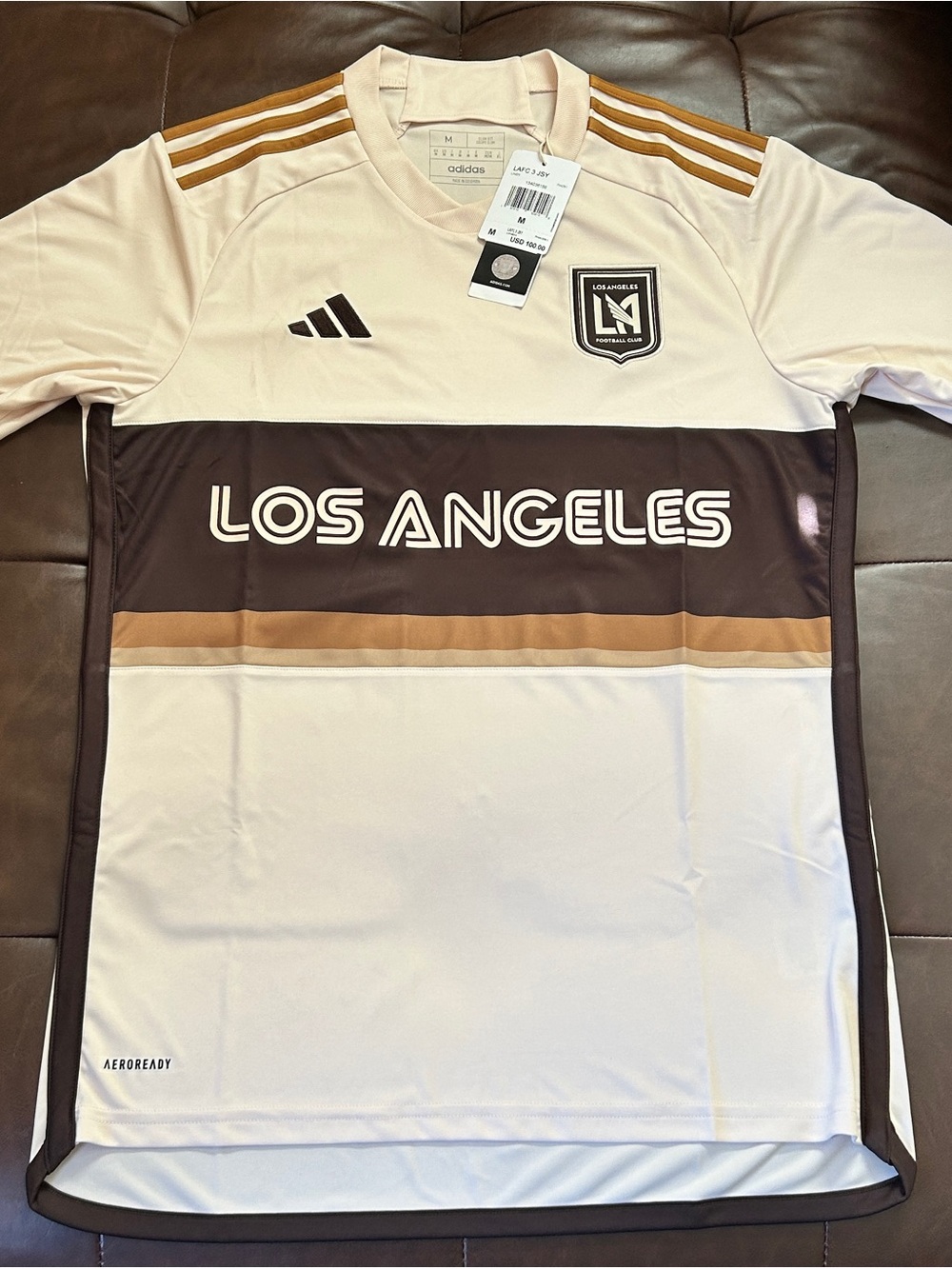 adidas LAFC Men's Soccer Jersey - Beige and Brown